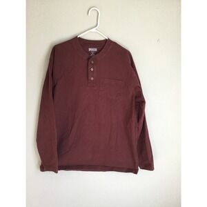 Men's Duluth Trading Long Sleeve Burgundy Carpenters Shirt Button Collar